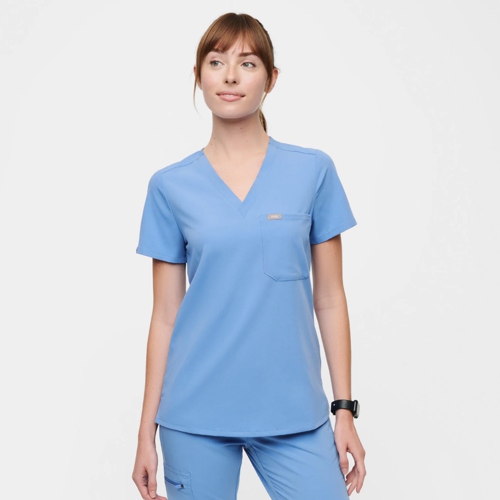 Figs Ceil Blue Women's Short Sleeve Top
